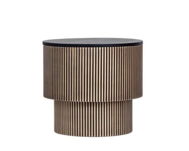 Masuta de cafea Virat, Bizzotto, 50x45 cm, lemn de mango/alama antichizata