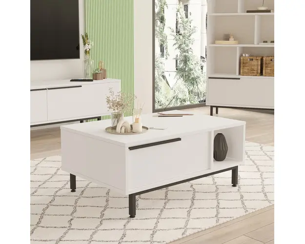 Masuta de cafea Bedora, 90x60x37.6 cm, PAL, alb