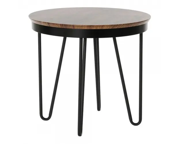 Masuta de colt, DKD Home Decor, 48 x 48 x 44 cm, inox/mdf, maro/negru