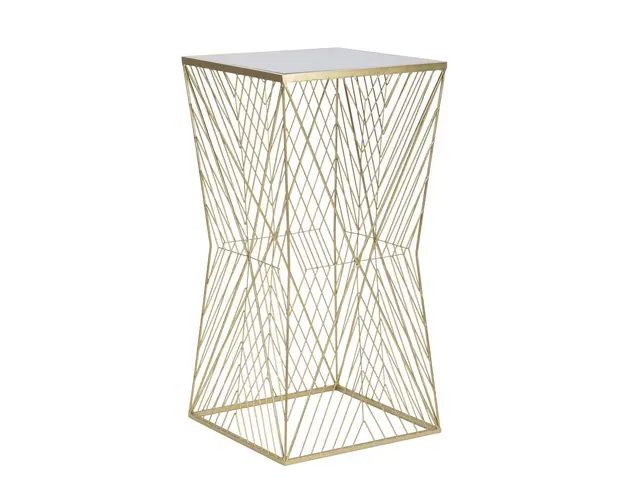 Masuta inalta Lines 4, Mauro Ferretti, 50x50x100 cm, fier/sticla, auriu
