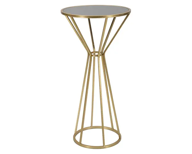 Masuta inalta, Simple New, Mauro Ferretti, Ø40 x 80 cm, fier/MDF/oglinda, auriu