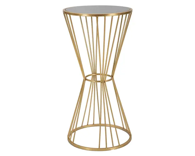 Masuta inalta, Super, Mauro Ferretti, Ø40 x 80 cm, fier/MDF/oglinda, auriu