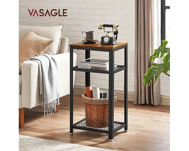 Masuta inalta Vintage, Vasagle, 30 x 40 x 75 cm, PAL/otel, maro rustic