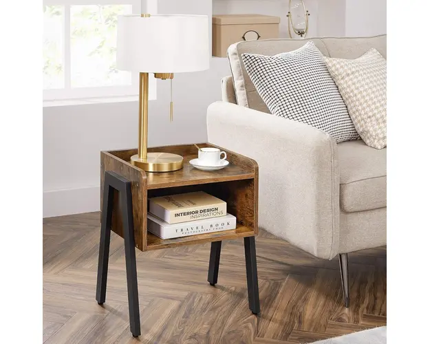 Masuta / noptiera Small Side, Vasagle, 42x35x52 cm, PAL/fier, maro rustic