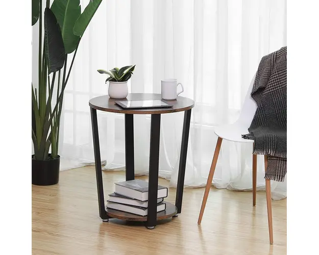 Masuta, Vasagle, 50 x 57 cm, fier/PAL, maro/negru