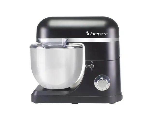 Mixer planetar Beper, 1500 W, 7 L, 41.7x27.8x37.6 cm, inox/plastic, negru