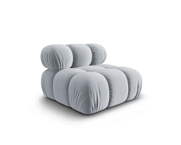 Modul canapea 1 loc fara cotiere, Bellis, Micadoni Home, BL, 94x94x63 cm, catifea, albastru deschis