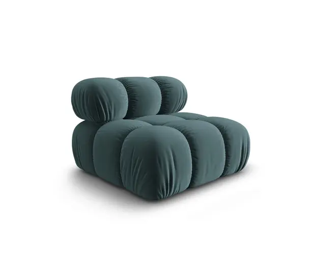 Modul canapea 1 loc fara cotiere, Bellis, Micadoni Home, BL, 94x94x63 cm, catifea, albastru petrol