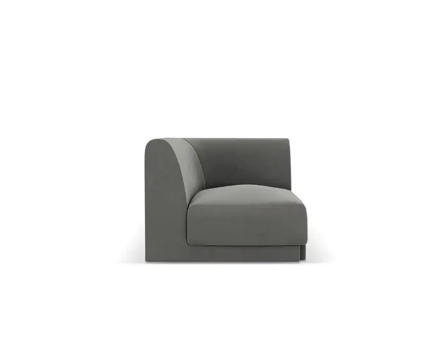 Modul canapea colt 1 loc, Miley, Micadoni Home, BL, 85x85x74 cm, catifea, gri deschis