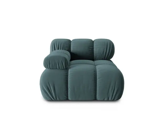 Modul canapea stanga 1 loc, Bellis, Micadoni Home, BL, 94x94x63 cm, catifea, albastru petrol