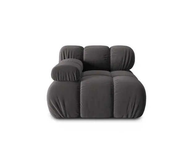 Modul canapea stanga 1 loc, Bellis, Micadoni Home, BL, 94x94x63 cm, catifea, gri inchis