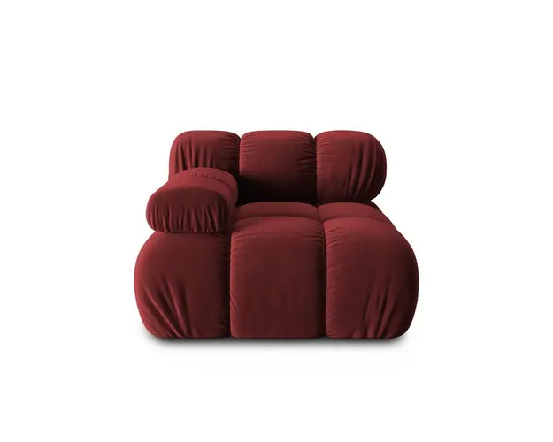 Modul canapea stanga 1 loc, Bellis, Micadoni Home, BL, 94x94x63 cm, catifea, rosu inchis