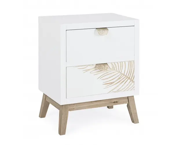 Noptiera cu 2 sertare, Pechino Black, Bizzotto, 46.5x34x50.5 cm, MDF