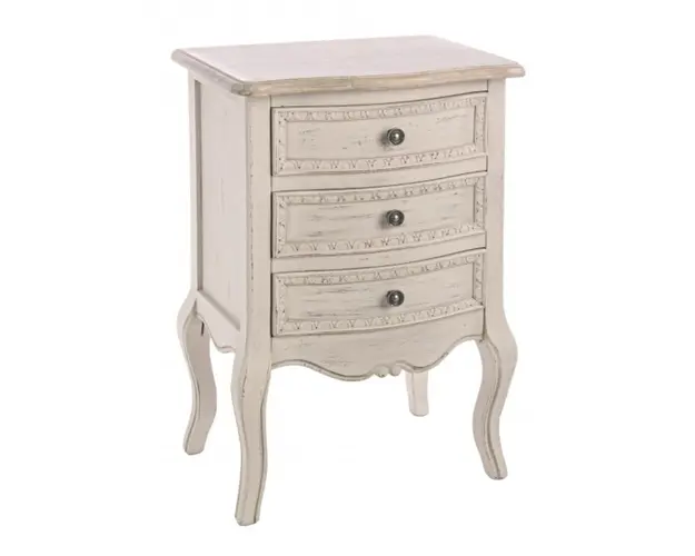 Noptiera cu 3 sertare, Clarisse, Bizzotto, 48x35x69 cm, lemn de paulownia