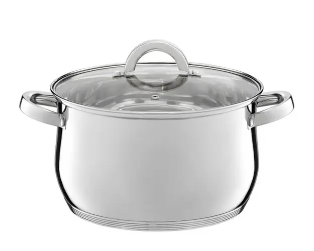 Oala cu capac Berry, Ambition, 24 cm, 6.1 L, inox/sticla temperata