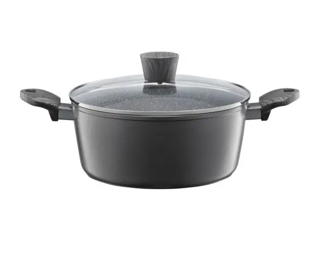 Oala cu capac Loft, Ambition, 24 cm, 3.5 L, aluminiu forjat, invelis Qualum Stone
