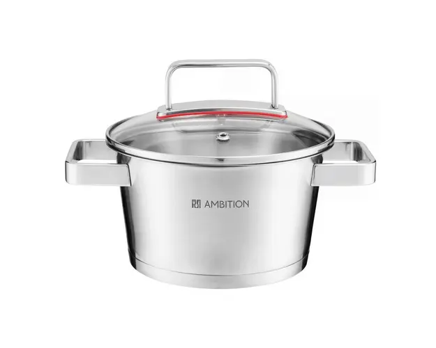 Oala cu capac Selection, Ambition, 24 cm, 5.3 L, inox/sticla, argintiu/transparent