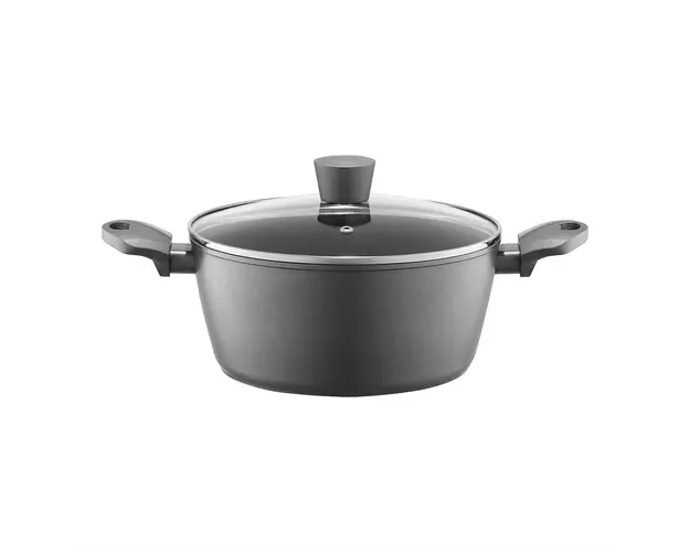Oala cu capac Verso, Ambition, invelis Qualum Ceramic, 28 cm, 6.7 L, aluminiu, gri