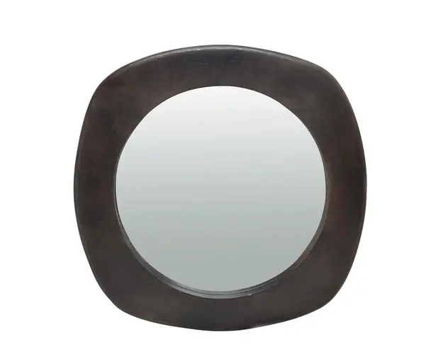 Oglinda decorativa Dudhi, Bizzotto, Ø54.5 x 2.5 cm, lemn de mango/MDF, maro inchis