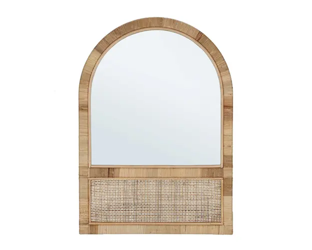 Oglinda decorativa Hajar Arch, Bizzotto, 50 x 70 cm, ratan/MDF, natural
