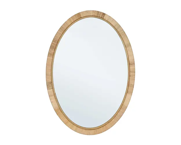 Oglinda decorativa Hakima Oval, Bizzotto, 50 x 70 cm, ratan/MDF, natural