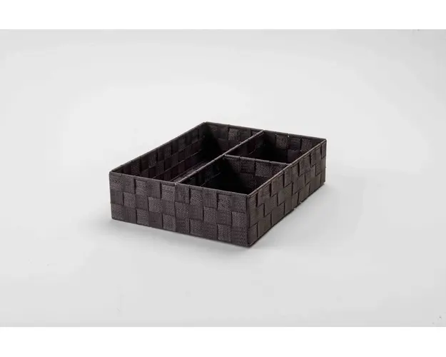 Organizator dulap cu 3 compartimente, Compactor, 32 x 25 x 8 cm, textil, maro inchis