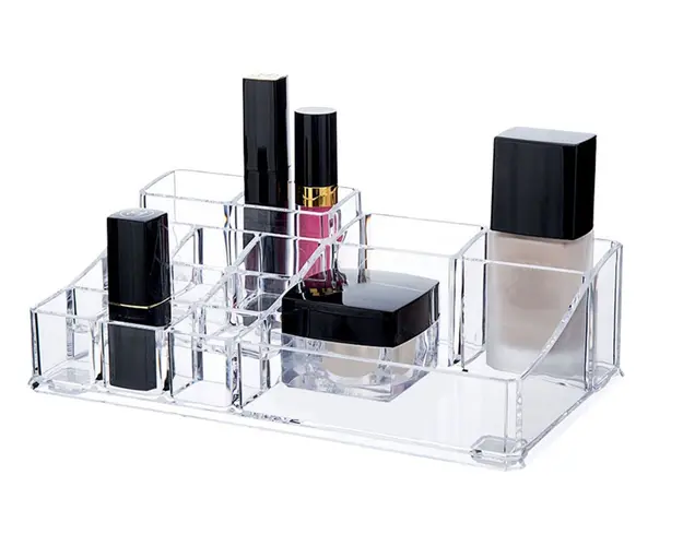 Organizator pentru cosmetice Compactor, 14 compartimente, transparent