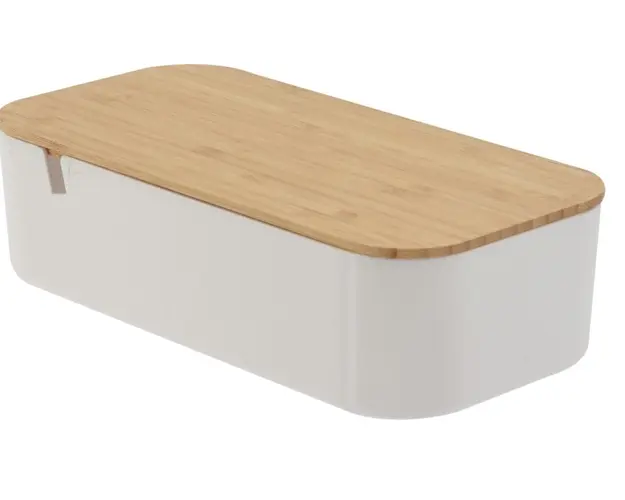 Organizator si oglinda pentru machiaj, 26x13x7 cm, poliester/bambus