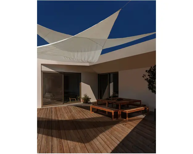 Parasolar triunghiular Sunshade, Bizzotto, 500 x 500 cm, poliester, natural