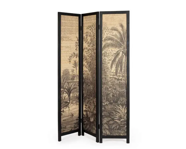 Paravan decorativ / despartitor camera Fujiko, Bizzotto, 120 x 2 x 180 cm, bambus/lemn de brad