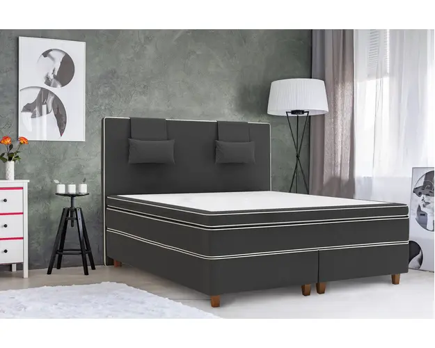 Pat matrimonial, Luxury Stockholm, 180x200 cm, saltea tip Pocket, topper memory, Antracit
