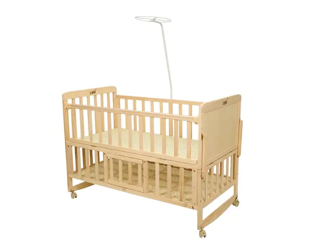 Pat pentru copii U-grow, 60x120 cm, lemn, natur