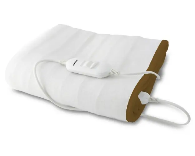 Patura electrica simpla Beper, 60 W, 150x80 cm, poliester, alb/maro