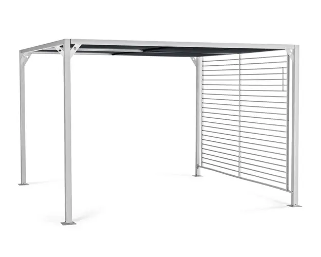 Pavilion pentru gradina cu prelata glisanta Gazebo, Bizzotto, 300 x 360 cm, aluminiu/poliester, alb