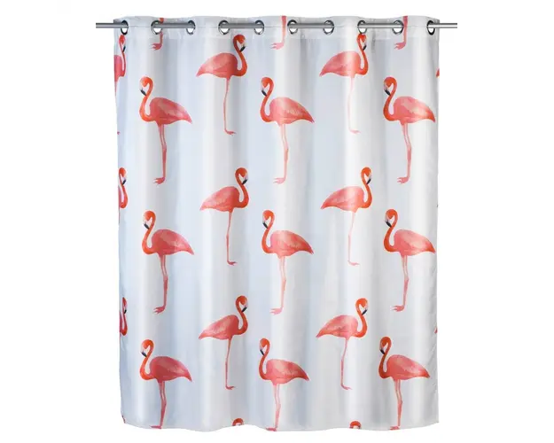 Perdea de dus Flex Flamingo, Wenko, 180x200 cm, 100% poliester, multicolor