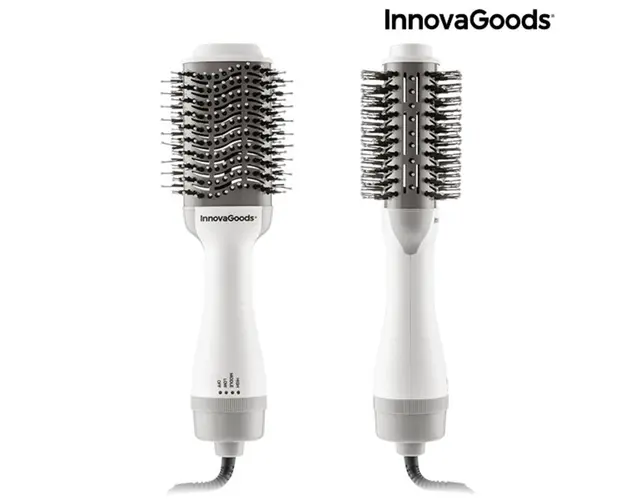 Perie ionica de uscare si volum, InnovaGoods, 1000 W, alb/gri