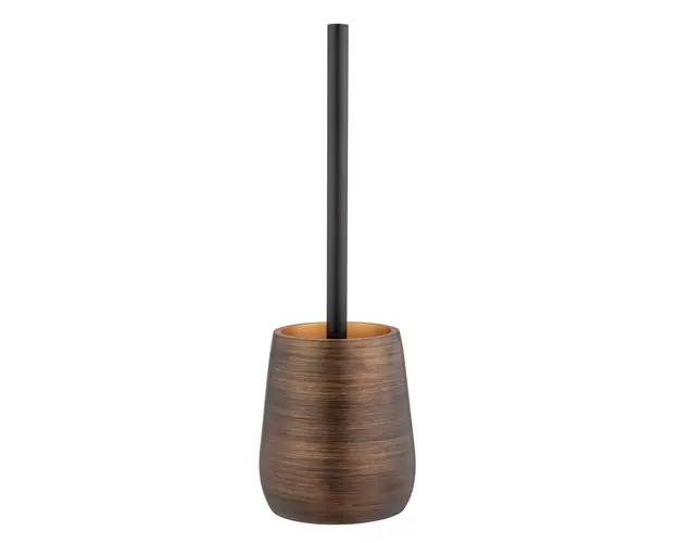 Perie pentru toaleta cu suport, Wenko, Palena, 12.5 x 37 x 12.5 cm, polirasina, bronz