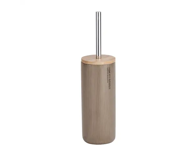 Perie pentru toaleta cu suport Palo Taupe, Wenko, 10.2 x 39.5 cm, bambus/polirasina, taupe