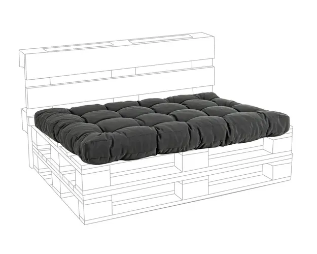 Perna de sezut pentru mobilier din paleti Poly230, Bizzotto, 120 x 80 x 10 cm, gri carbune