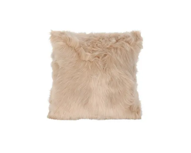 Perna decorativa Fur, 45x45 cm, poliester, bej nisipiu
