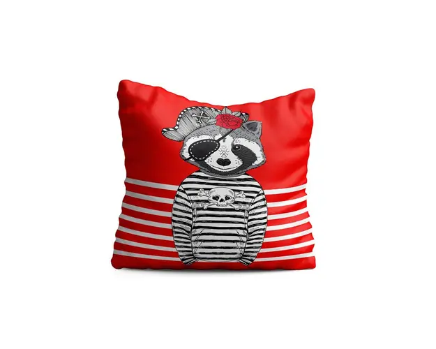 Perna decorativa Raccoon Pirate, Oyo Kids, 43x43 cm, poliester, multicolor