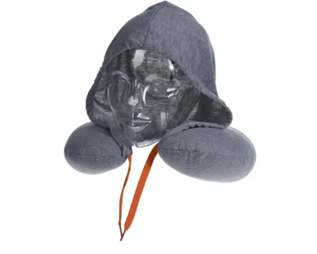 Perna pentru gat cu gluga, 30x32 cm, poliester, gri deschis