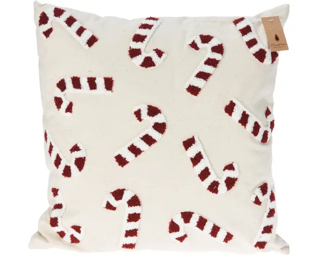 Perna pentru scaun Candy Cane v2, Excellent Houseware, 45x45 cm, poliester, bej/rosu