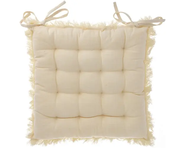 Perna pentru scaun Fringes, Excellent Houseware, 40x40 cm, bumbac, crem