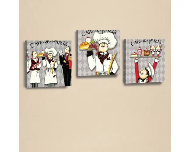 Set 3 tablouri decorative, AHM041, Piele ecologica, Lemn, Alb / Negru / Gri / Rosu / Verde