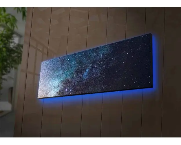 Tablou decorativ cu lumina LED, 3090NASA-012, Canvas, 30 x 90 cm, Multicolor