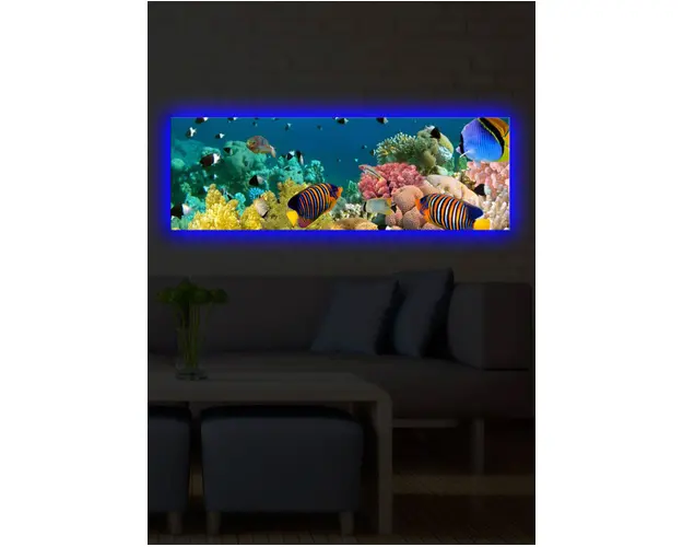 Tablou decorativ cu lumina LED, 3090DACT-13, Canvas, 30 x 90 cm, Multicolor