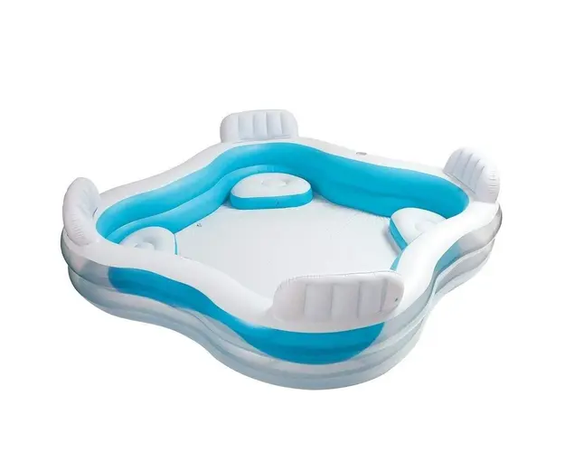 Piscina gonflabila Family Intex, 990 L, 229x229x66 cm, polivinil, albastru/alb