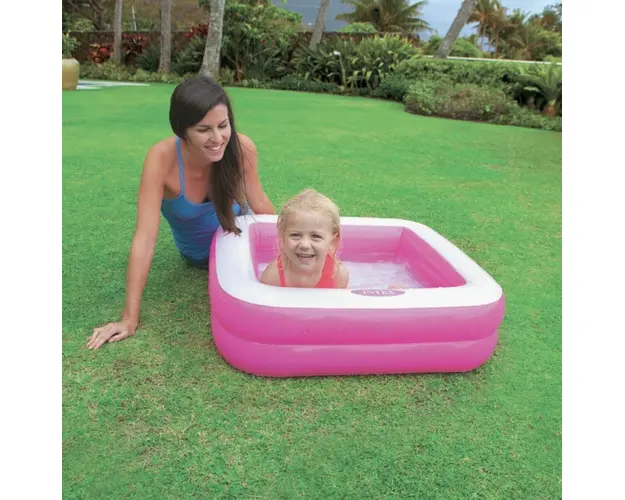 Piscina gonflabila pentru copii Frosted Baby, Intex, 85x85x23 cm, 57 L, polivinil, roz