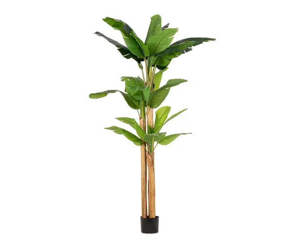 Planta artificiala in ghiveci Banana, Bizzotto, 170 x 160 x 280 cm, 24 frunze, frunze de arbore de cauciuc/trunchi de bananier